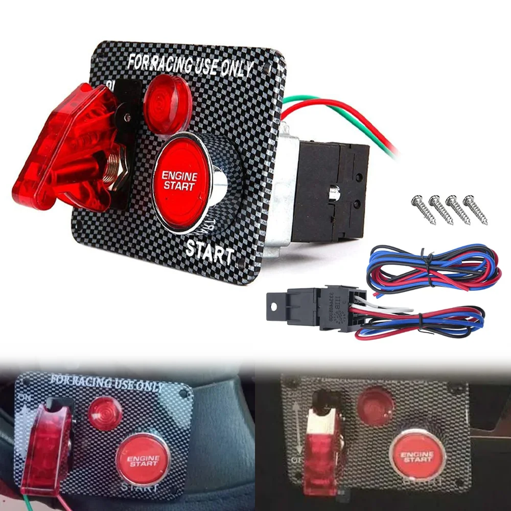 

Car 12V Switch Ignition Engine Panel Switching Start Push Racing Car Button 2 Toggle Essential Accessories Red LED Car Switch