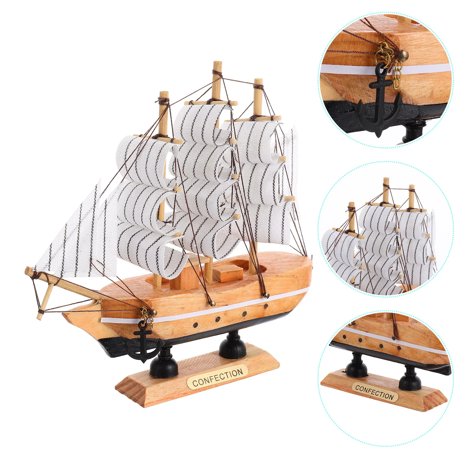 

Sailboat Wooden Model Boat Sailing Ship Ornament Decor Decoration Nautical Beach Ornaments Statue Desktop Large Sculpture Wood