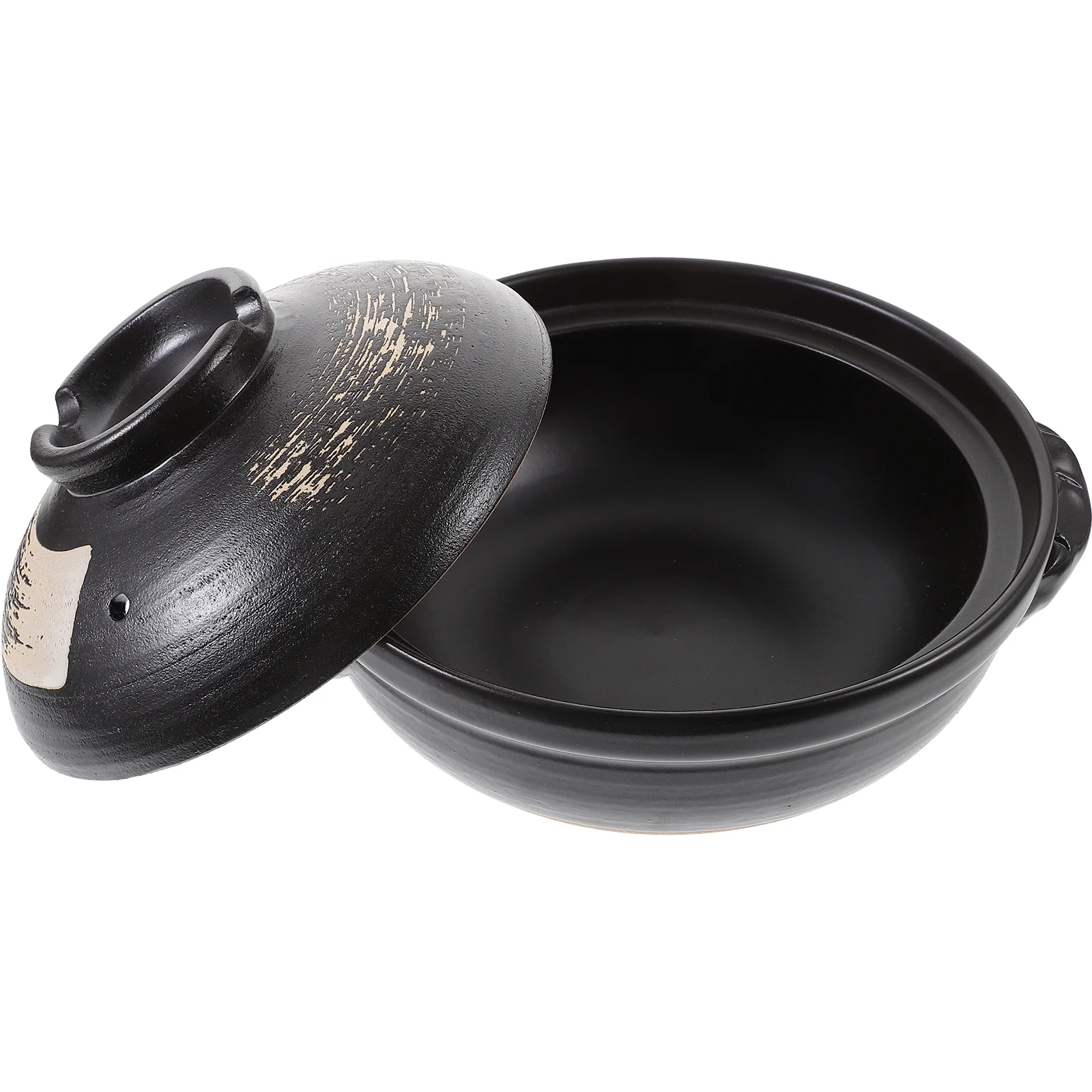 

Clay Pot Ceramic Dish Chinese Style Earthen Pot Ceramic Bakeware with Dual Handles and Lid for Dolsot Bibimbap Soup ( Assorted