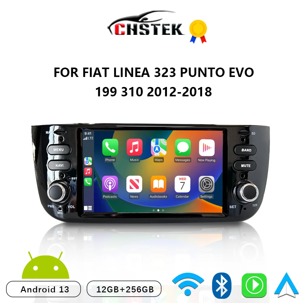 Автомобильный радиоприемник CHSTEK Android 13 Carplay для Fiat Grande Punto Evo Linea Urban Cross 2016-2018