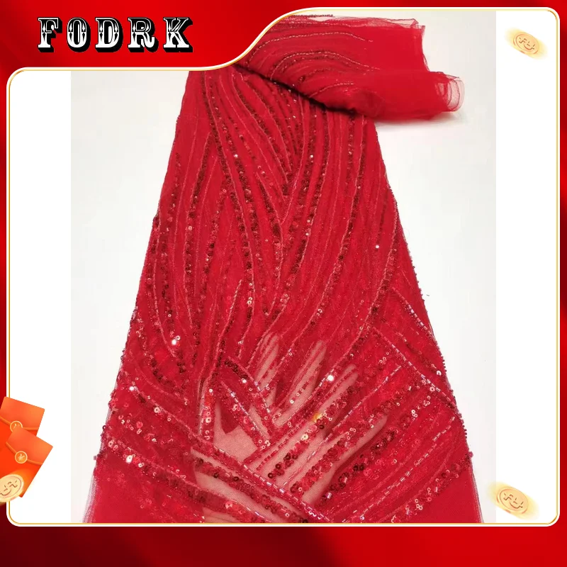 

Африканская кружевная ткань 2023, высококачественное кружево с тяжелыми бусинами, французская нигерийская кружевная ткань для шитья свадебн...