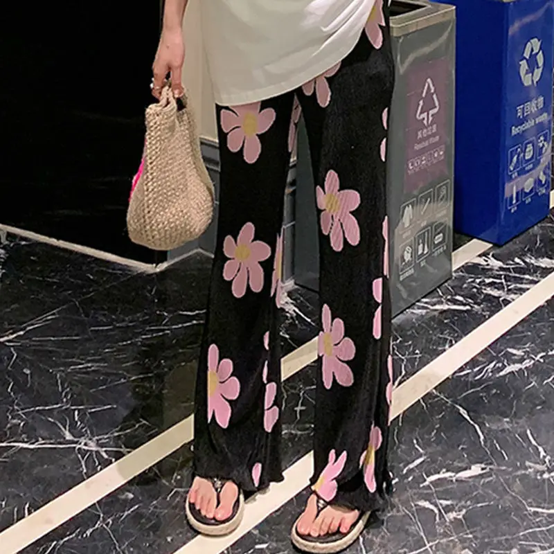 

Women's Summer Thin Wide Leg Pants Women's Casual Versatile Temperament Commuter High Waist Thin Straight Pants Loose Pants