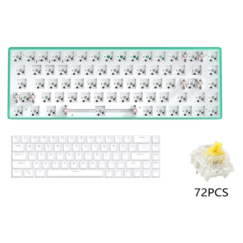 

TESTER68 Customized Mechanical Keyboard+Yellow Axis+Keycap Kit Hot Swap 2.4G Dual Mode Bluetooth Keyboard