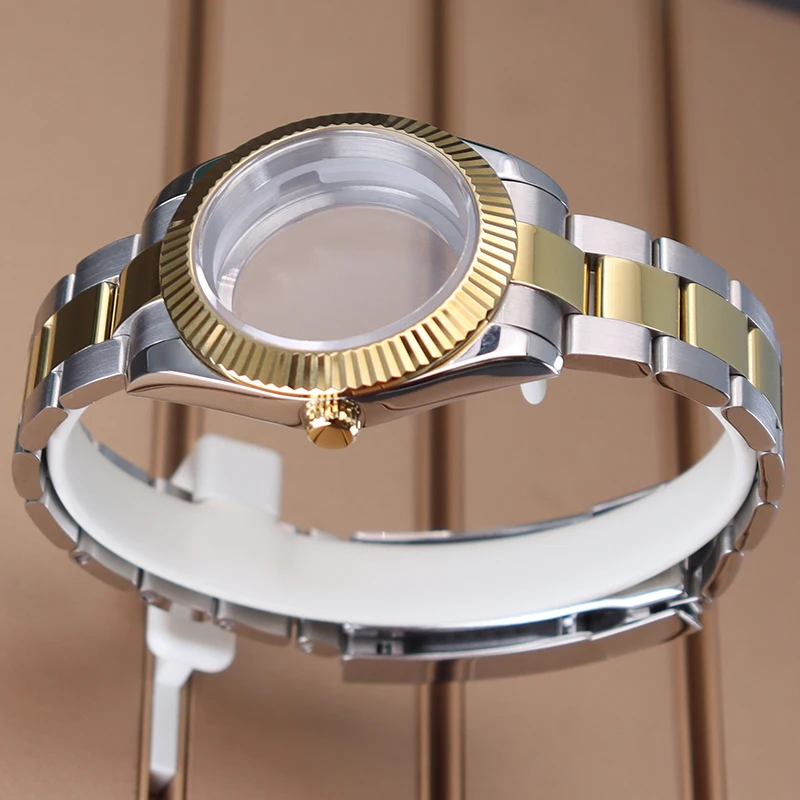 Gold And Silvery 36mm/40mm Watch Cases Strap Sapphire Crystal Glass For oyster perpetual day date nh35 nh36 Miyota 8215 Movement enlarge