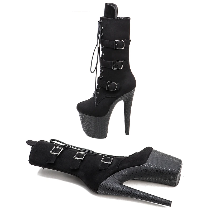 Leecabe 20CM/8Inch Suede Upper Platform lady fashion ankle boots    party   High Heels Pole Dance boot