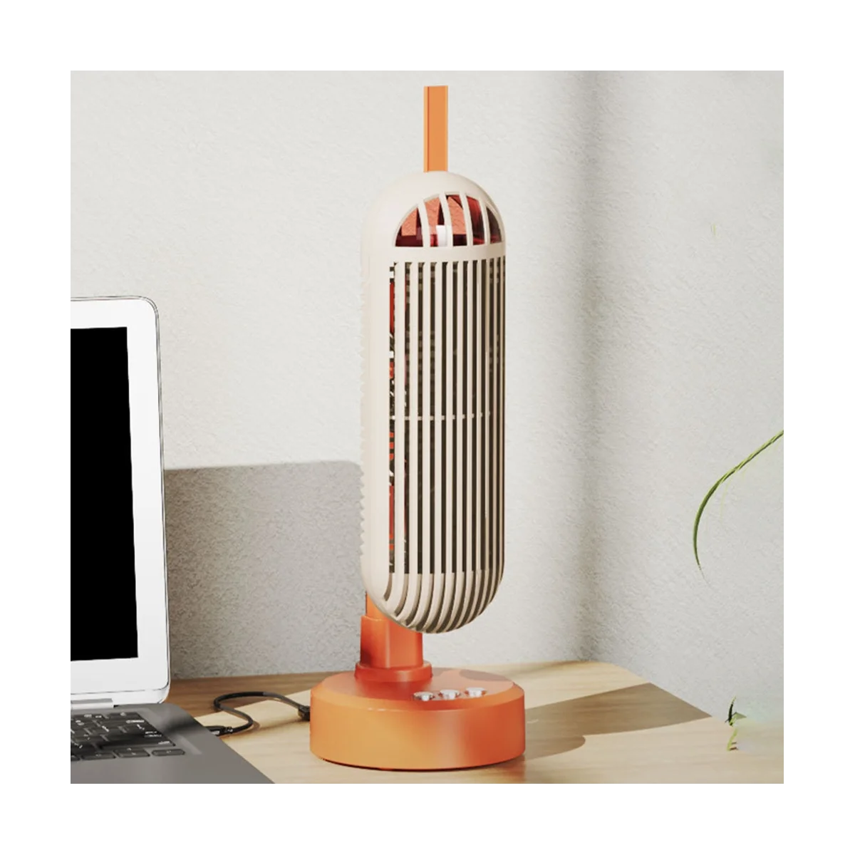 

USB Tower Fan 2400MAh Battery Rechargeable Tower Table Fan Portable Desktop Air Cooler Study Camping-B