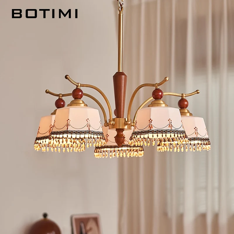 BOTIMI французская медная люстра с керамическими абажурами для жизни в стиле ретро