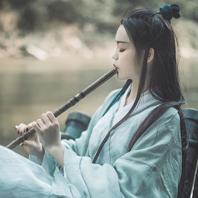 

Qingping Traditional Hanfu Female Autumn and Winter Fairy Airy Weijin Style Big Sleeve Shirt Straight Chinese Style Hanfu Dress