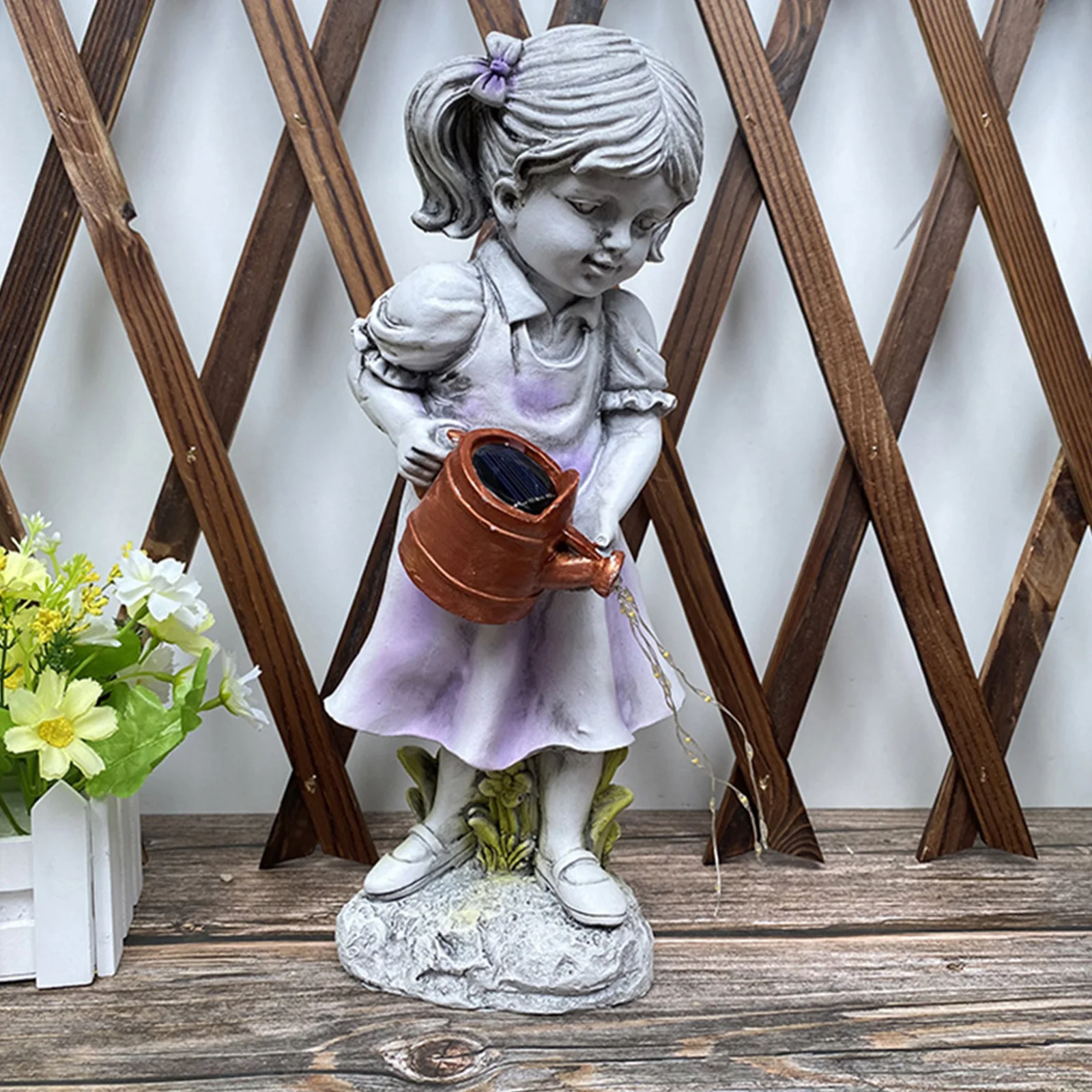 

Светящаяся миниатюрная статуя, скульптуры, садовый ангел, чайник, миниатюры, уличные светодиодсветодиодный декоративные подарки, статуя дл...