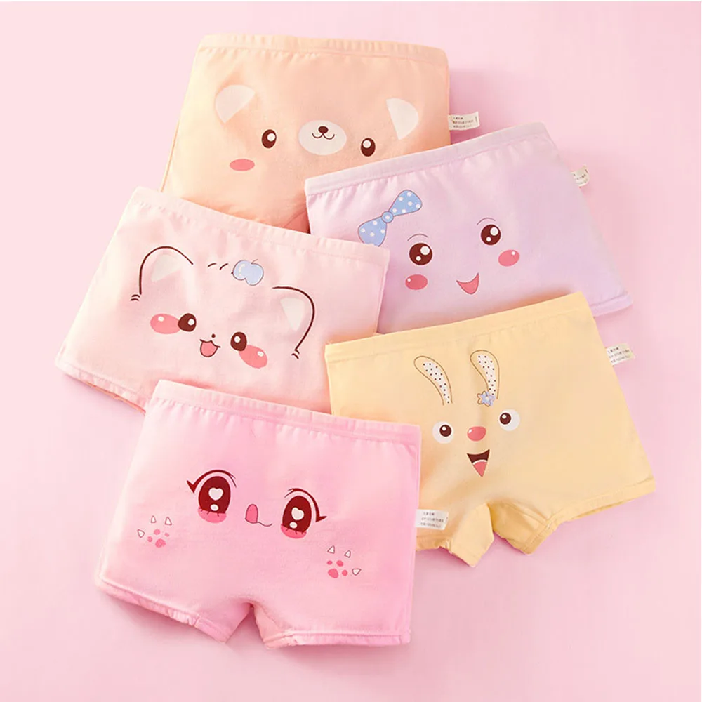 Girls Panties Kids Cotton Underwear Children's Briefs Cute Cartoon Short 5pcs/Lot