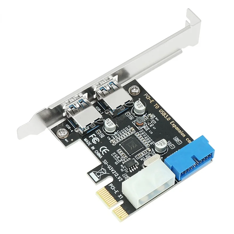 

Плата расширения USB3 PCI Express адаптер PCI E к USB 3,0 20-контактный контроллер преобразователя PCIe X1 USB 3 0 2-портовый адаптер USB3.0 PCI-e