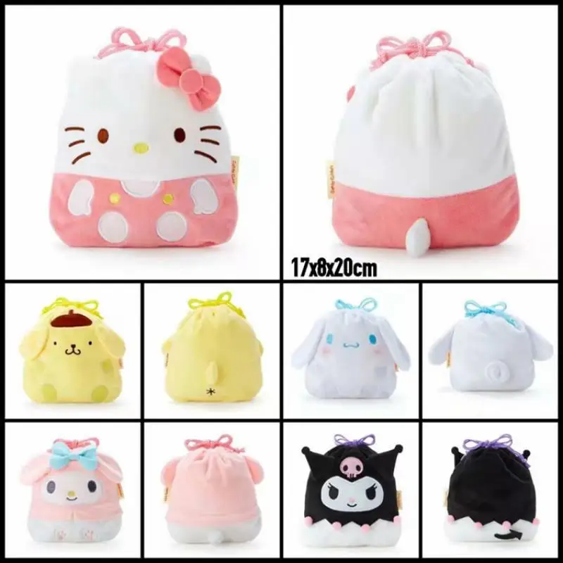 

New Sanrios Hello Kittys Kuromi Cinnamoroll Plush Makeup Bag Kawaii My Melody Pompompurin Pochacco Anime Cosmetic Bags Girl Gift
