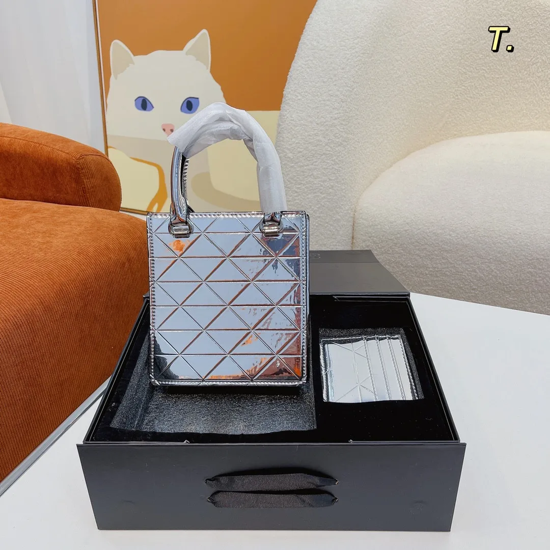 Women's bag  new mirror portable Tote Bag triangle small square bag high sense three-dimensional Single Shoulder Messenger Bag