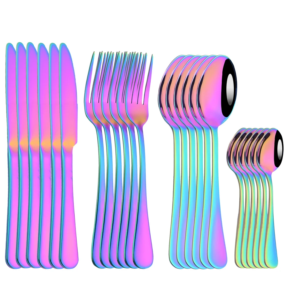 

Zoseil 24 шт. радужные столовые приборы из нержавеющей стали Западная столовая посуда зеркальный нож вилка чайная ложка столовая посуда кухонн...