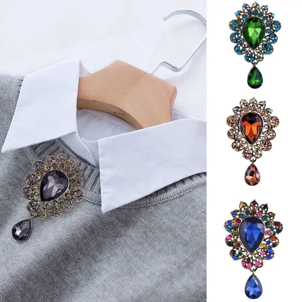 

Wedding Scarf Shawl Big Water Drop Rhinestones Dress Unisex Fashion Accessories Brooch Pins Corsage Jewelry