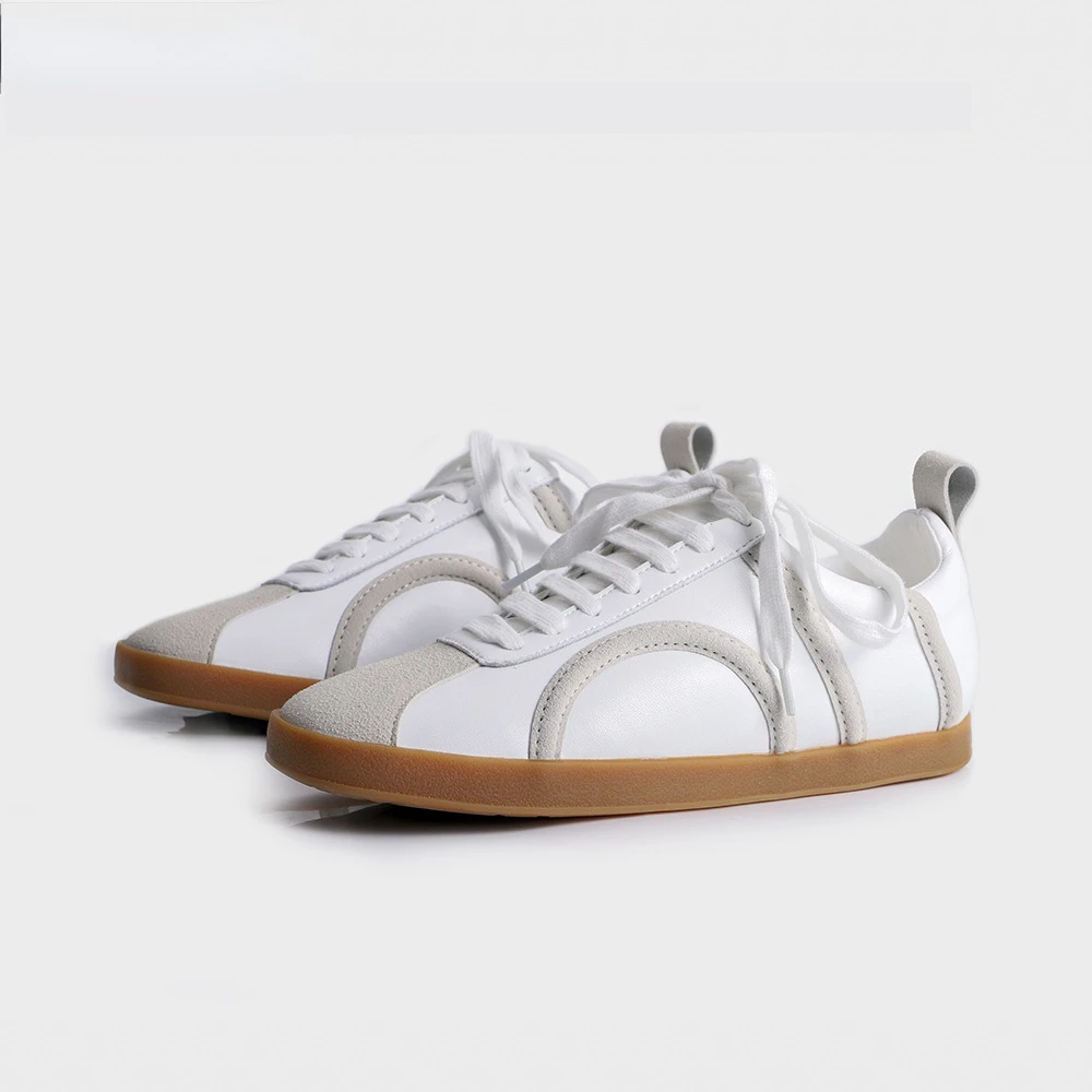 

2022 Latest Dexun Women's Shoes Small White Shoes Women's Flat Retro Slim Sneakers Designer Lace-up Shoes Brand Walking Shoes