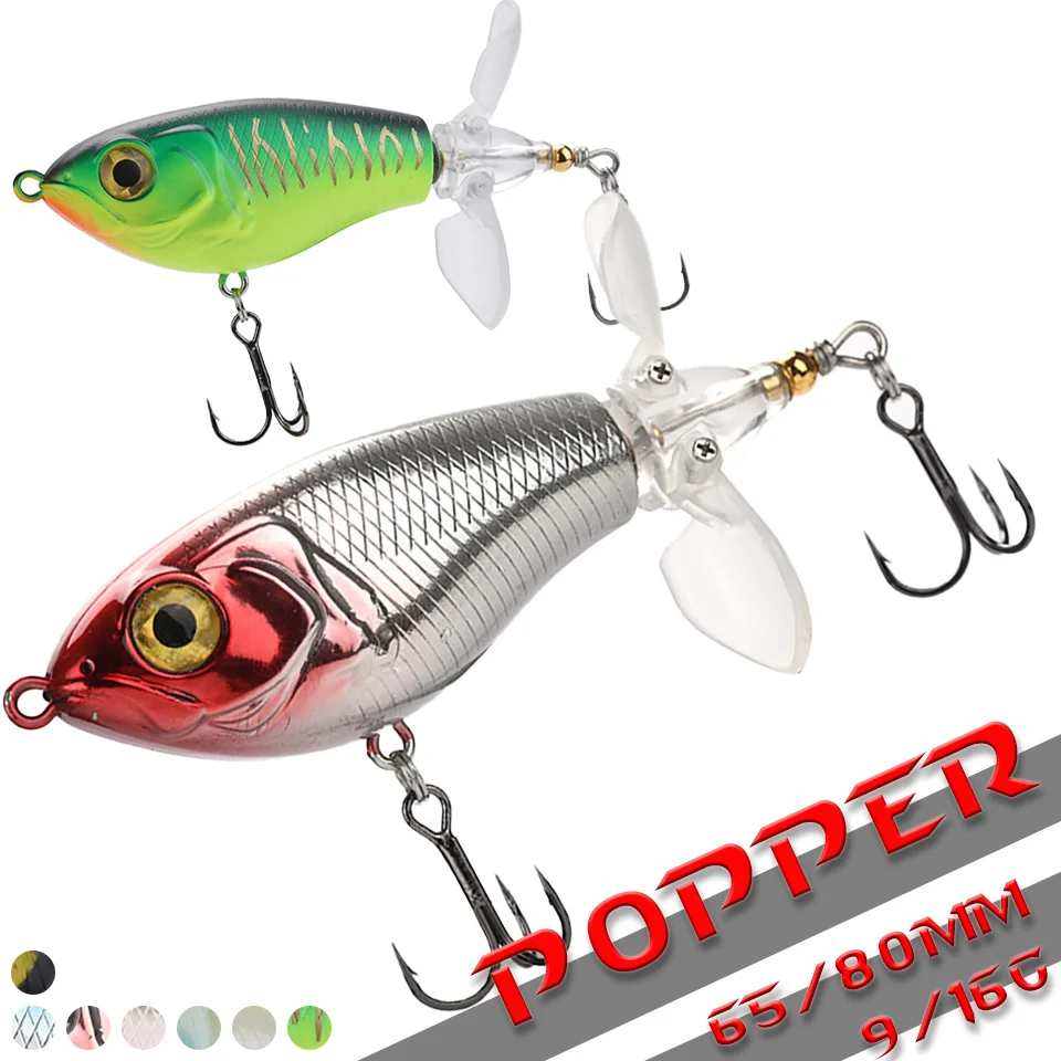 

1Pcs 9G/16G Popper Fishing Lure Whopper Hard Bait Artificial Soft Rotating Tail Topwater Swimbait Fishing Tackles Pike Perch