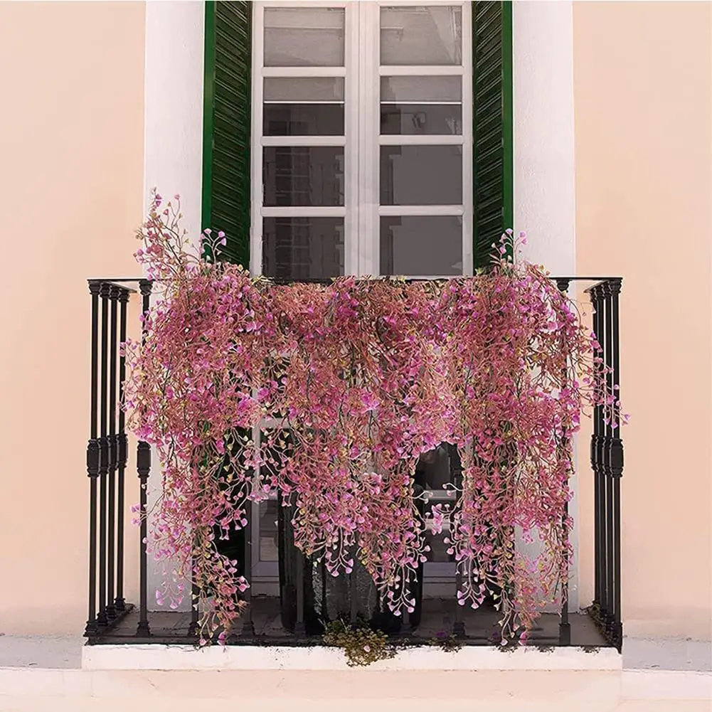 

1pc/2pcs Handmade Artificial Vines Indoor Outdoor Wall Hanging Faux Plant For Home Balcony Garden Decoration