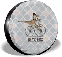 foruidea funny dinosaur bicycle geometric pattern spare tire cover waterproof dust proof uv sun wheel tire cover fit