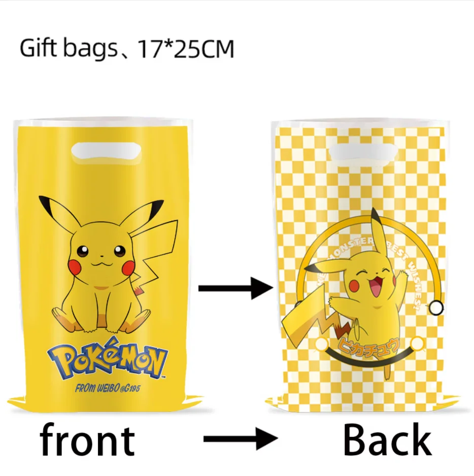 Фото Pikachu День рождения подарочный пакет Pokemon фигуры Покемоны подарочный пакет Pikachu Candy Bag упаковывает раздача для вечеринки для вечеринки гостевые подарки Pokemon №5