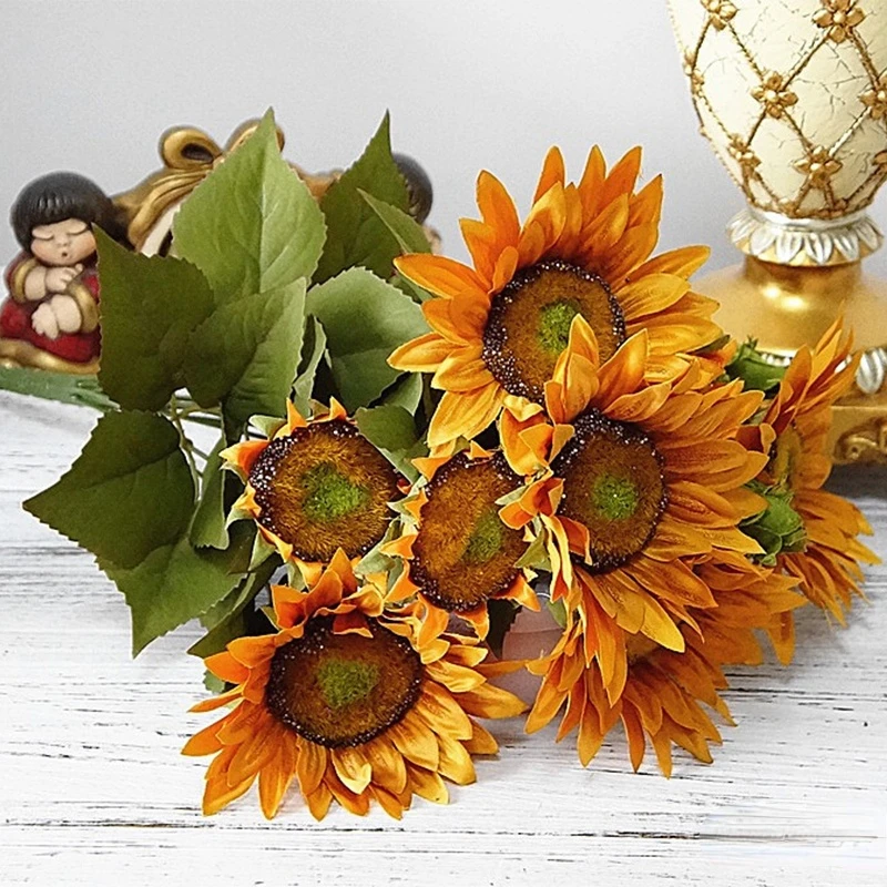 Подсолнух букет новорожденных Фотография реквизит фон искусственный цветок мех