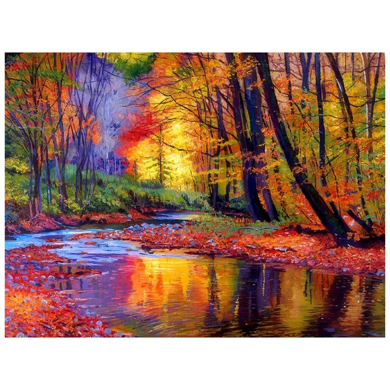 

Digital Canvas Painting Acrylic Oil Painting Kit To Draw Adult And Children's Painting Pictures By Number Forest Stream