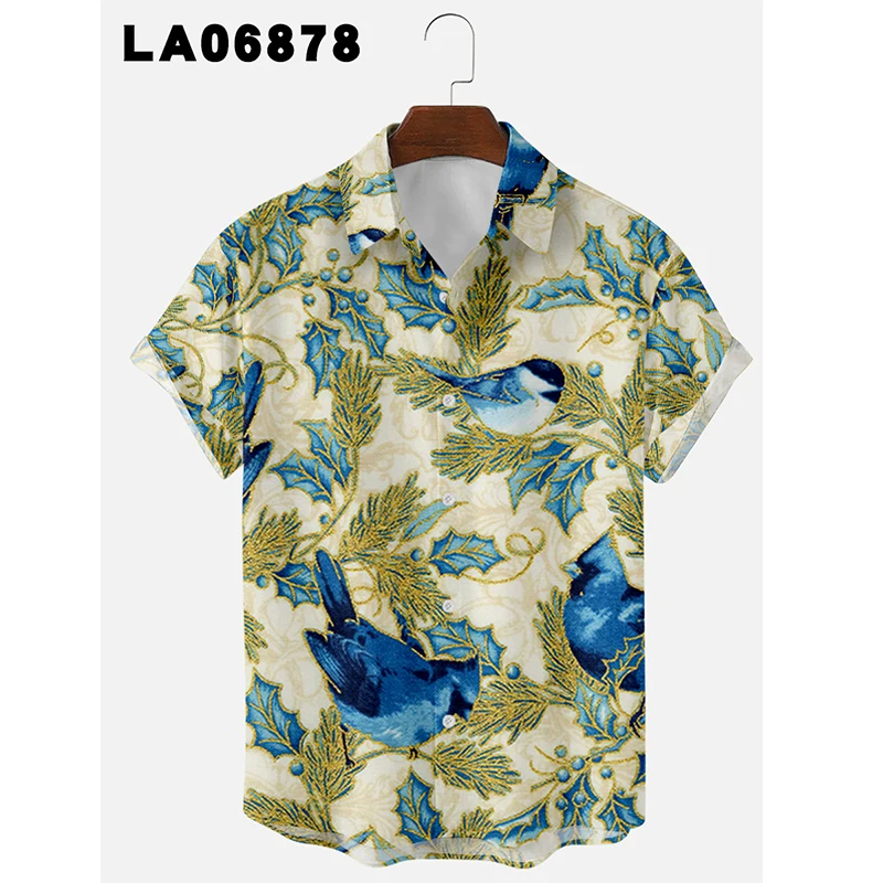 Shirts For Men Summer Animal Elements 3D Digital Printing Trend Loose Short-Sleeved Shirt Men's Shirt Large Size Hawaiian Shirt