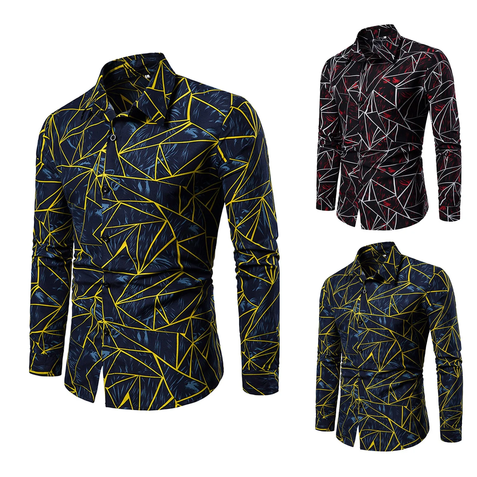 

Men's Long Loose Lapel Large Printed Sleeved SIze Shirt Casual Men Shirts Men S Long Sleeve Shirts