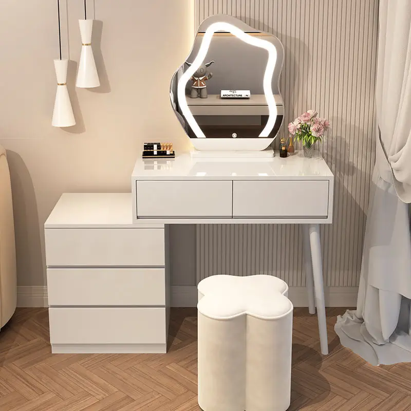 

Cream style dressing table, bedroom, modern and minimalist dressing table, new style dressing table, integrated storage and tele