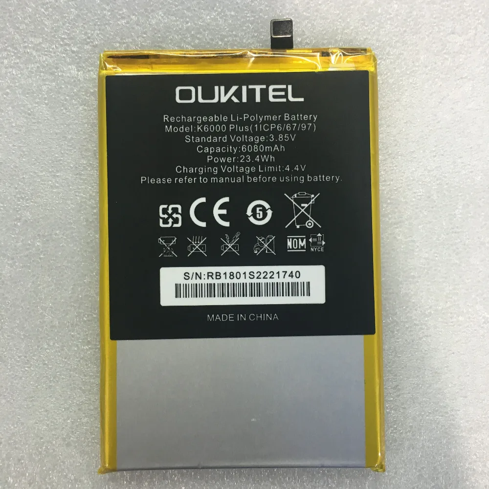 Оригинальный запасной аккумулятор для OUKITEL K6000 plus K6000plus мобильный телефон