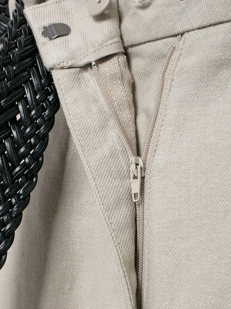 Женские льняные шорты-бермуды KAOPU ZA с высокой талией и поясом комплекты из двух