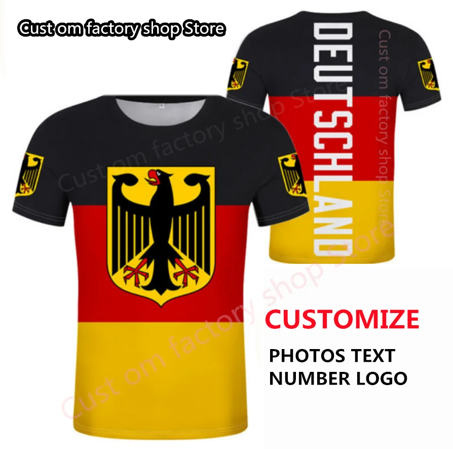 

Germany Deutschland German Flag Crest Eagle T Shirt Men's Crew collar T shirt Fashion Female T shirt Custom T-Shirt White Jersey
