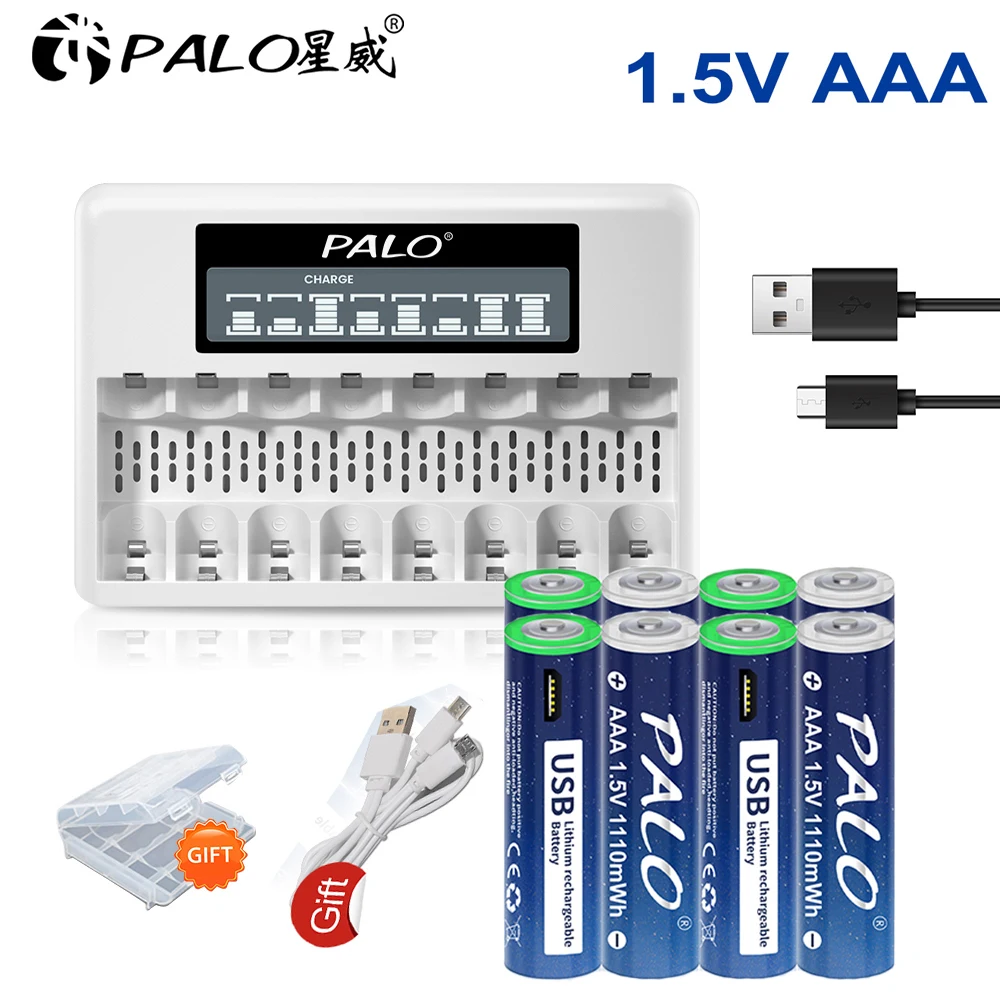 Литий-ионная аккумуляторная батарея PALO 1,5 в AAA, зарядка от микро USB, аккумулятор для игрушечной клавиатуры, пульта дистанционного управления мышью