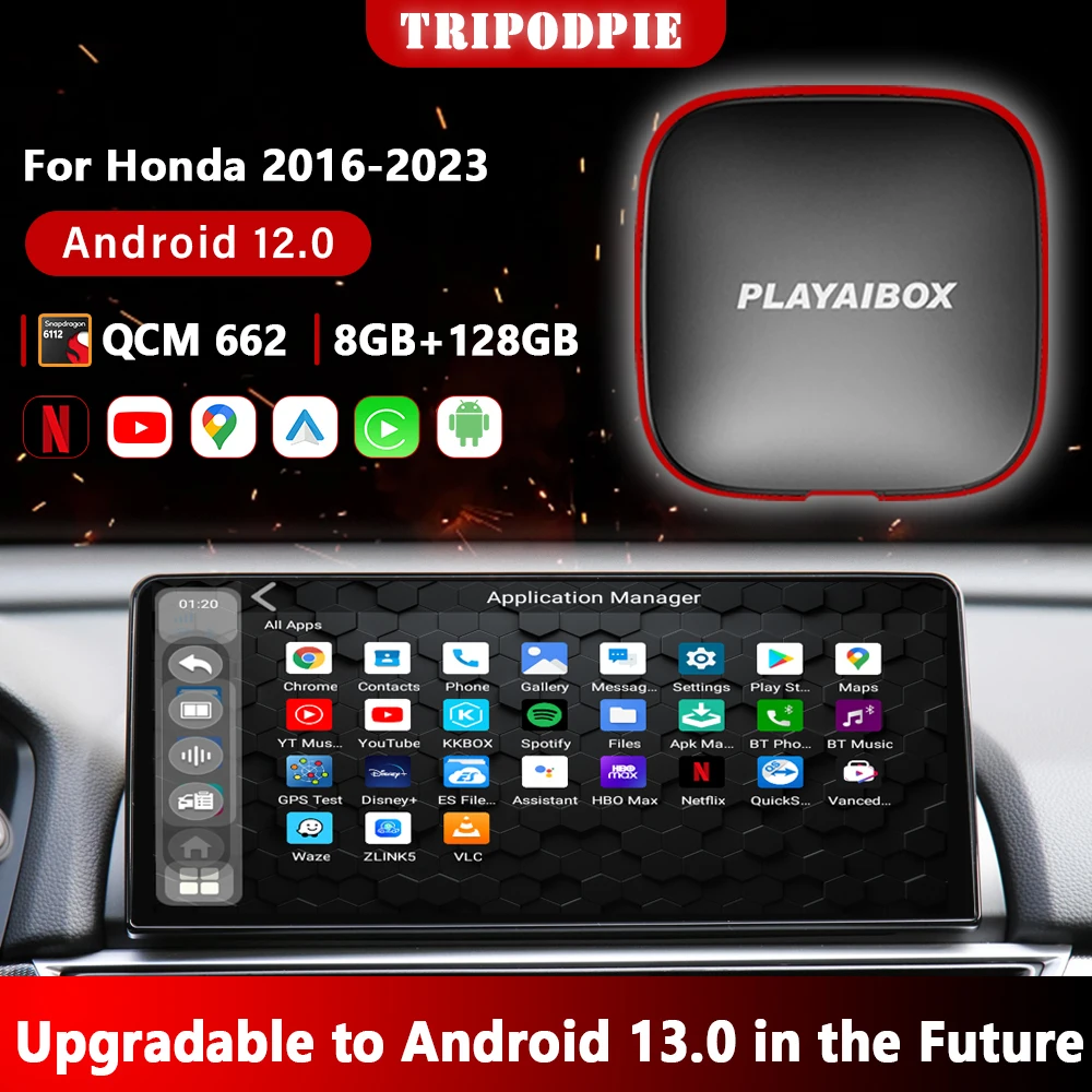 Беспроводная ТВ-приставка CarPlay с ии Netflix Ip TV Android авто 2022 адаптер Qualcomm 662 8 + 128 ГБ