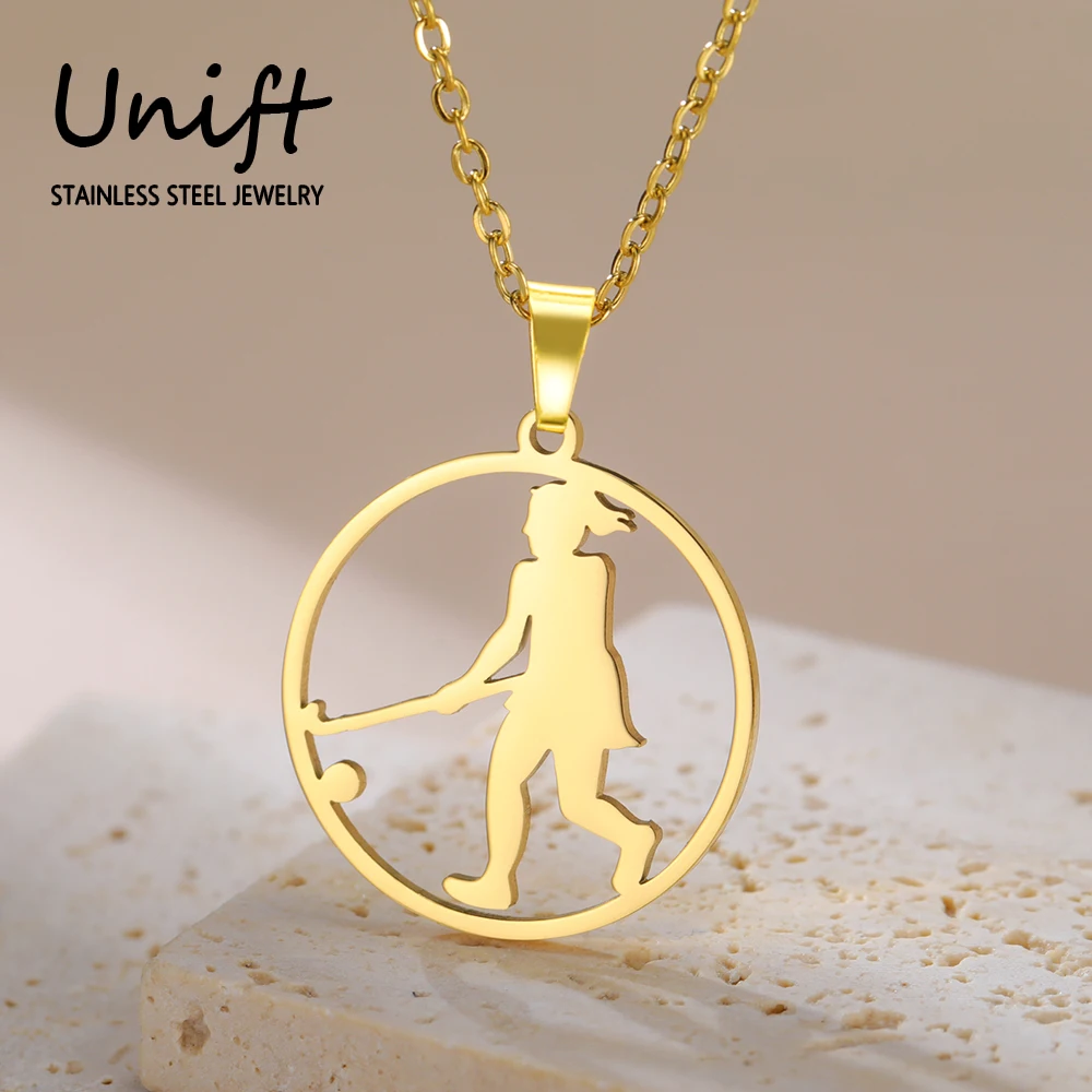 Unift Хоккейная девушка кольцо кулон ожерелье для женщин дочь нержавеющая сталь