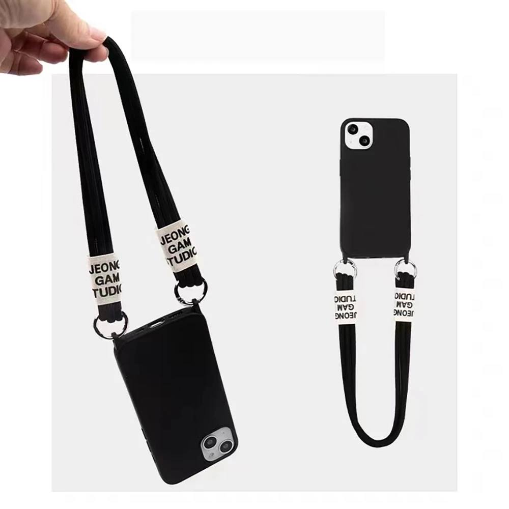 

Cute Crossbody Necklace Strap Lanyard Cord Silicone Phone Case for iPhone 13 12 14 Pro Max MiNi X XR XS Max 6S 8 Plus Cover