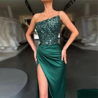 2022 summer new sexy sleeveless sequins party club long dress elegant women high waist split sexy temperament dresses