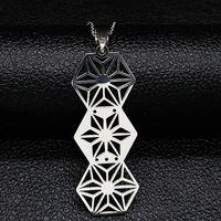 flower of life silver color bohemian necklace women stainless steel necklaces pendants boho jewelry cadenas mujer n19701s07