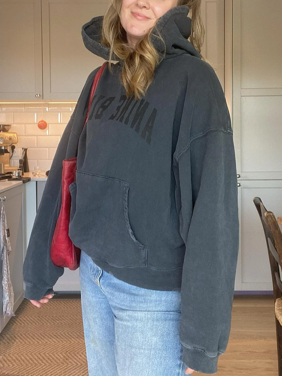 

Letter Print Distressed Hoodie Women Clothing Gray Vintage Loose Hooded Sweatshirt Female Fashion Rock n Roll Punk Pullover Tops