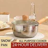 multifunctional snow pot wooden handle lid non stick pan kitchen utensils stainless steel milk pot kitchen practical cookware