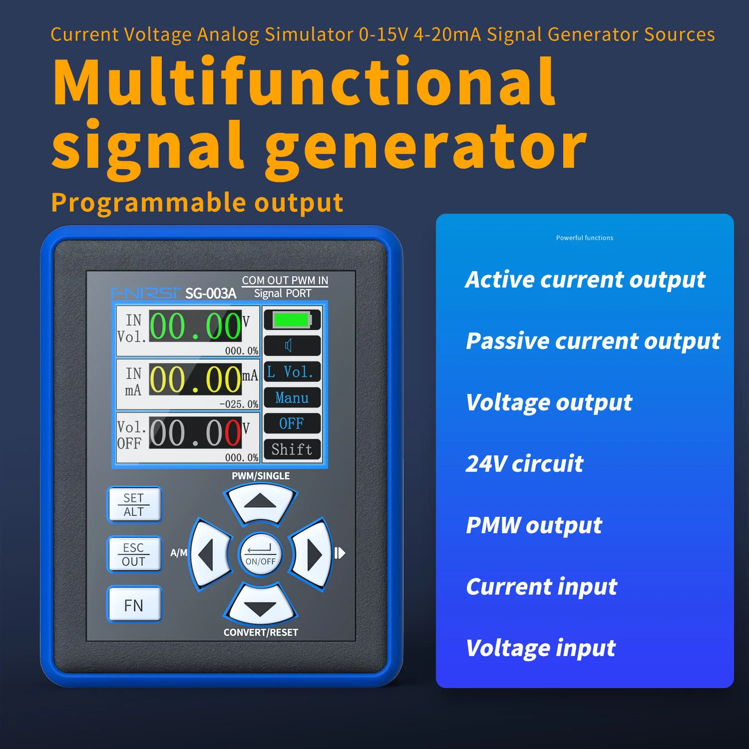 

FNIRSI SG-003A Signal Generator 0-10V Adjustable Current Voltage Simulator 4-20mA Sources Transmitter Calibrator Transmitte