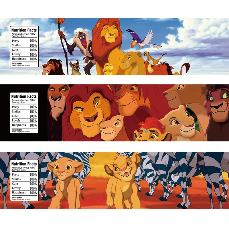 24Pcs Cartoon Lion King Theme Water Bottle Wraps Sticker Kid