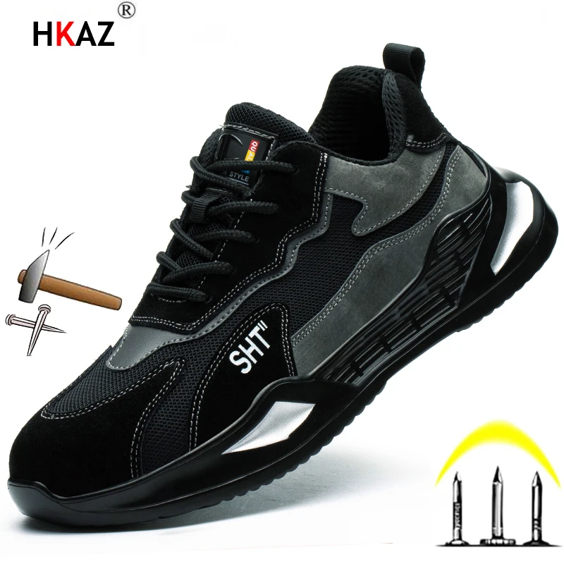 

Breathable Women Men Boots Sport Style Anti-Puncture Work Shoes Lightweight Soft Working Boots Safety Shoes Portable D1918