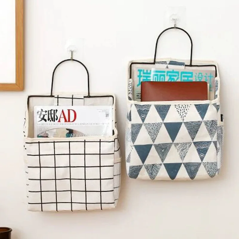 

1pc Hanging Storage Bags Organizer Wall-Mounted Storage Bag Book Magazine Mobile Phone Holder Door Wall Storage Bag