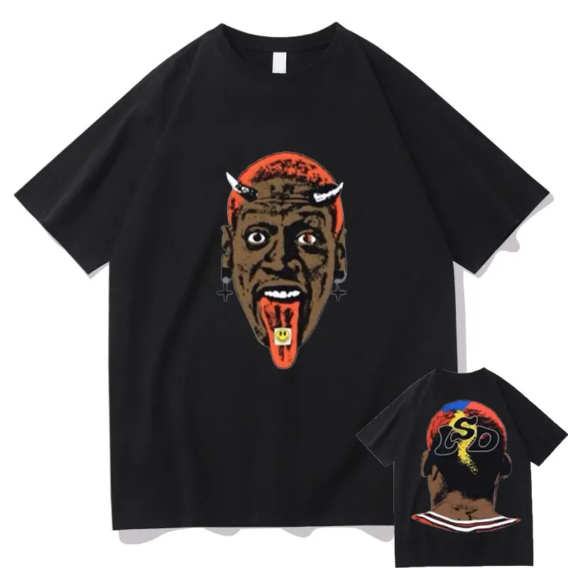 

New The Worm Dennis Rodman Double Sided Print Tshirt Short Sleeve Men Women Fashion Hip Hop T-shirts Basketball Boys Streetwear