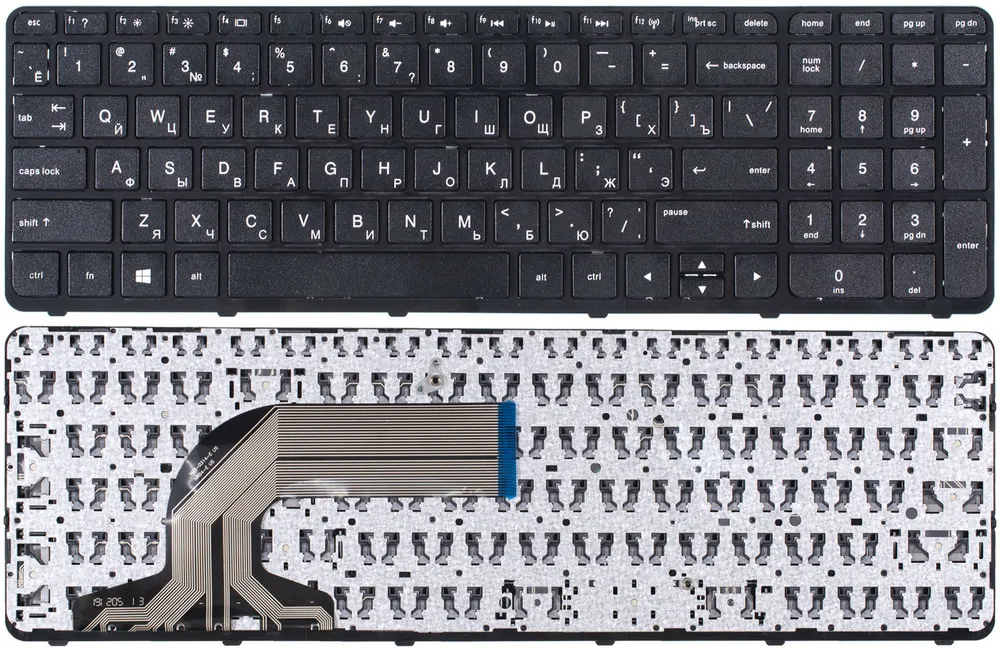 Клавиатура черная с черной рамкой для HP 15-r200 TouchSmart |