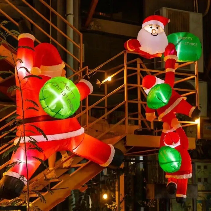 2 м Рождественская воздушная модель карниза подвесные три рюкзака Санта-Клауса