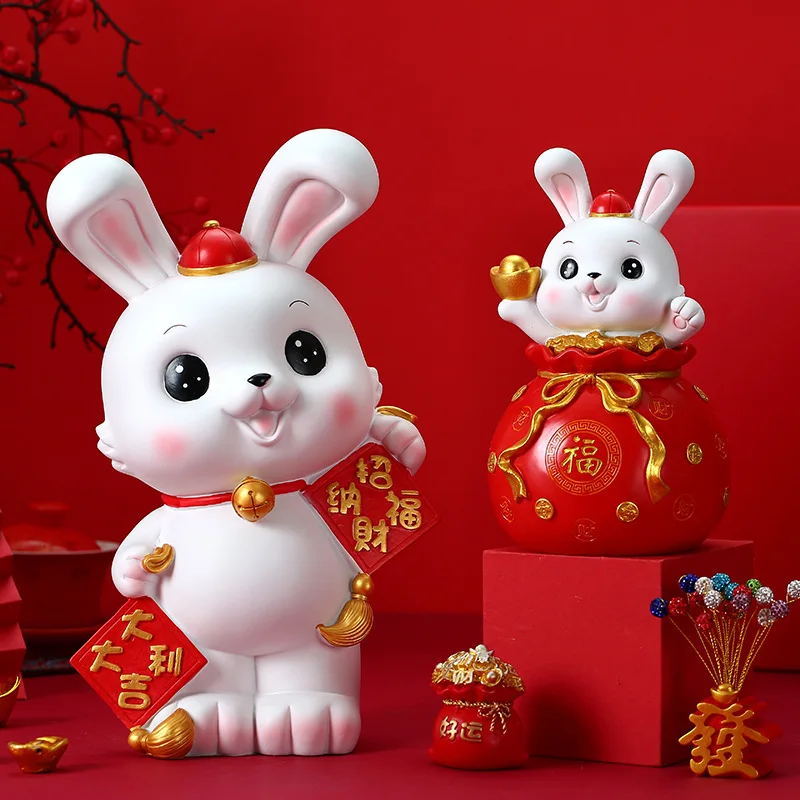 

Необычная декоративная подставка для хранения в виде маленького зайчика, необычная, для китайского Нового года, искусственная смола, украш...