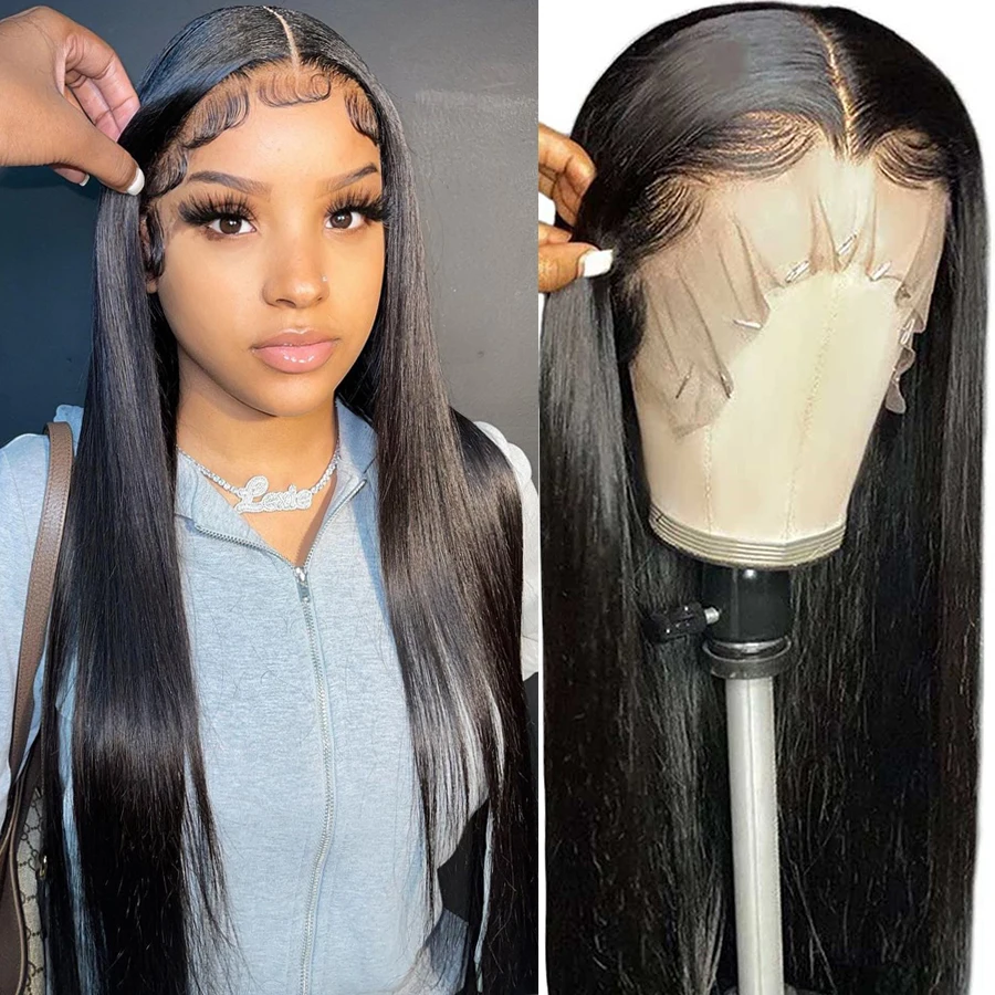 Straight Lace Front Wig Human Hair 32inch HD Lace Frontal Wigs For Women Pre Plucked Brazilian Lace Front Human Hair Wigs