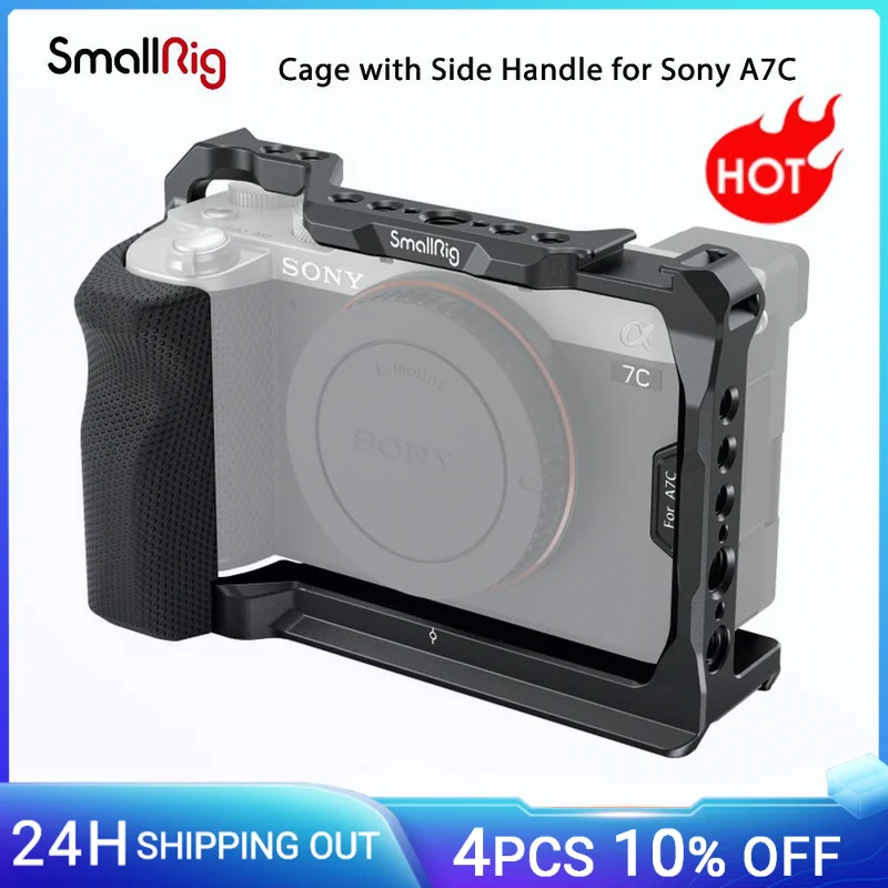 Полная Клетка SmallRig с силиконовой боковой ручкой для Sony A7C с расположением отверстий для быстросъемной пластины ARRI Arca и холодного башмака